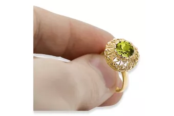 14 Karat Gelbgold Gelber Peridot Ring Vintage Stil vrc059y
